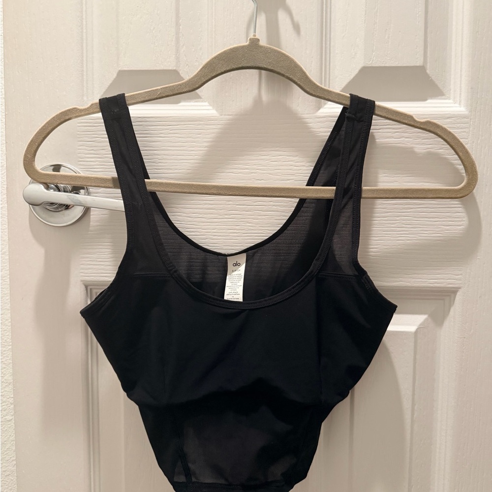 Alo Yoga Black Cropped Tank / Longline Sports Bra – Size Small